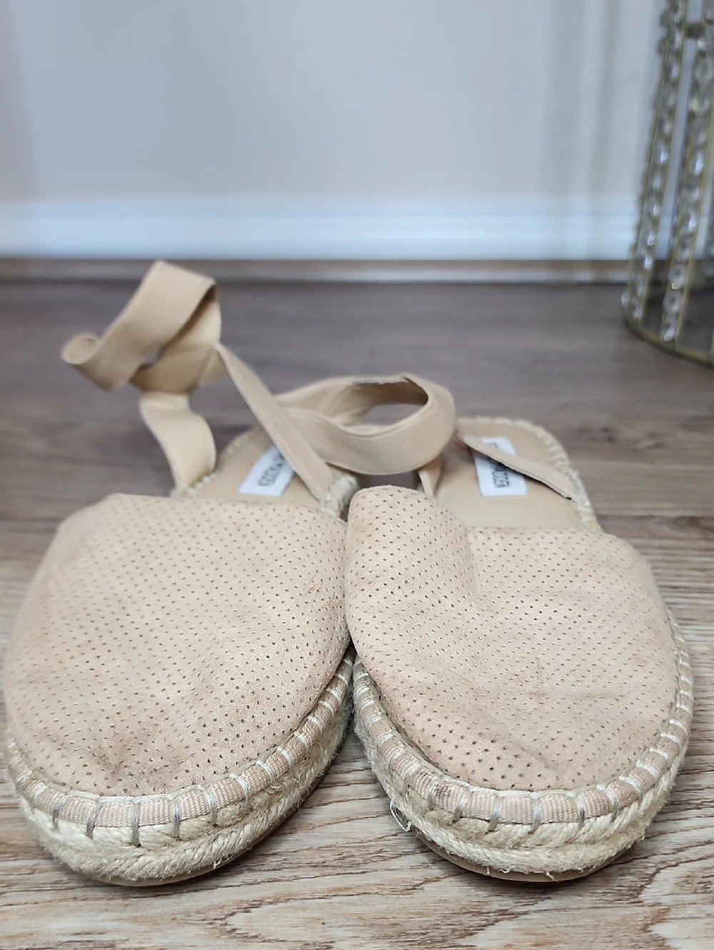 Steve Madden Merlene Strappy Elastic Ankle Wrap Espadrille Tan  Sandals